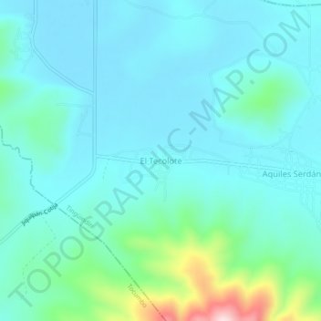 Mapa topográfico El Tecolote, altitud, relieve