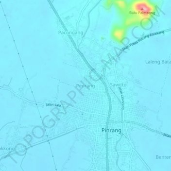 Mapa topográfico Penrang, altitud, relieve
