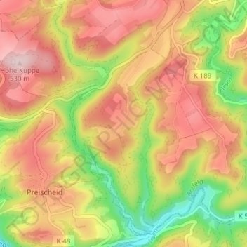 Mapa topográfico Feder, altitud, relieve