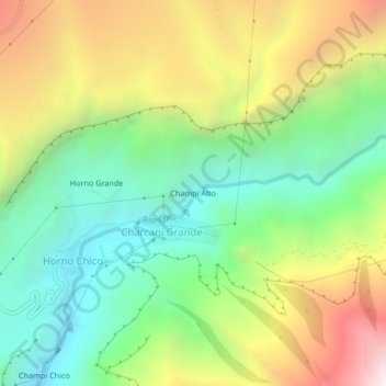 Mapa topográfico Champi Alto, altitud, relieve