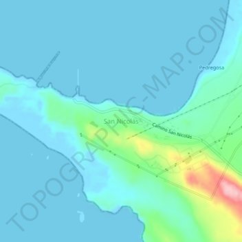 Mapa topográfico San Nicolás, altitud, relieve