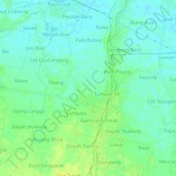 Mapa topográfico Paloh, altitud, relieve