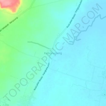 Mapa topográfico Kebonagung, altitud, relieve