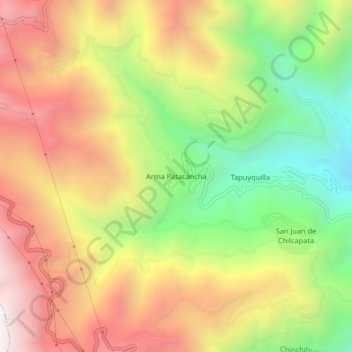 Mapa topográfico Arma Patacancha, altitud, relieve