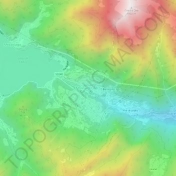 Mapa topográfico Molina di Ledro, altitud, relieve