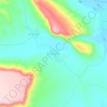 Mapa topográfico San Carlos, altitud, relieve