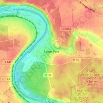 Mapa topográfico Seine-Port, altitud, relieve