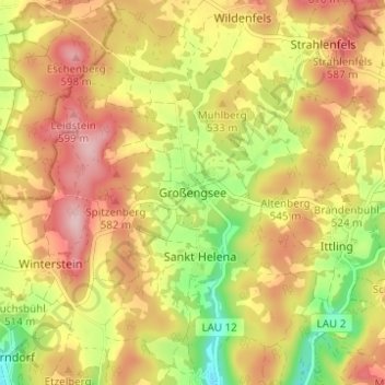 Mapa topográfico Großengsee, altitud, relieve