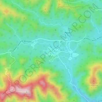 Mapa topográfico Las Terrazas, altitud, relieve