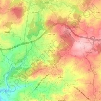 Mapa topográfico Modelos, altitud, relieve