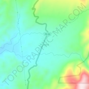 Mapa topográfico Polvora, altitud, relieve