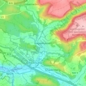 Mapa topográfico Hagenhausen, altitud, relieve