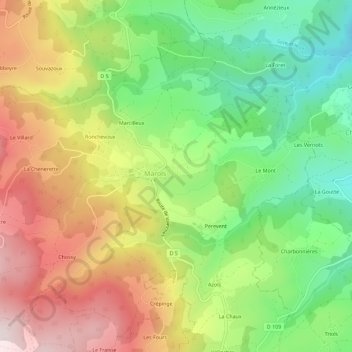 Mapa topográfico L'Olme, altitud, relieve