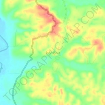 Mapa topográfico Bukit Raya, altitud, relieve