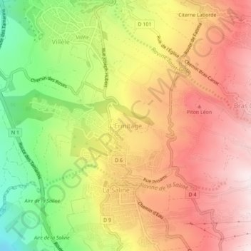 Mapa topográfico L'Ermitage, altitud, relieve