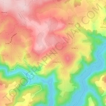 Mapa topográfico Les Buges, altitud, relieve