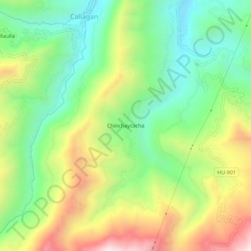 Mapa topográfico Chinchaycocha, altitud, relieve