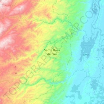 Mapa topográfico Santa Rosa del Sur, altitud, relieve