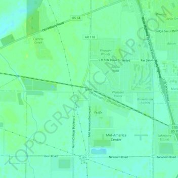 Mapa topográfico Gavin, altitud, relieve