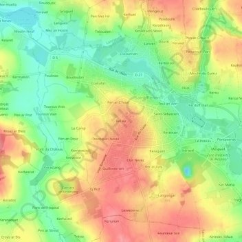 Mapa topográfico Bel Air, altitud, relieve