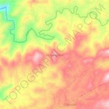 Mapa topográfico Sindangjaya, altitud, relieve
