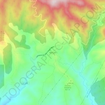 Mapa topográfico Bernués, altitud, relieve