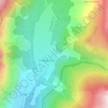 Mapa topográfico Hameau des Rochas, altitud, relieve