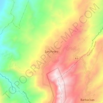 Mapa topográfico San Pedro, altitud, relieve