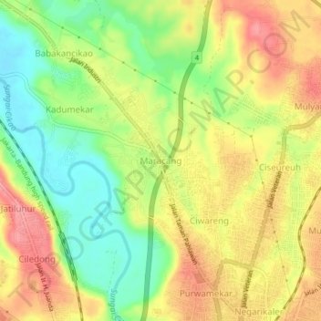 Mapa topográfico Maracang, altitud, relieve