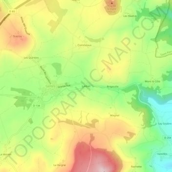Mapa topográfico Labbas, altitud, relieve