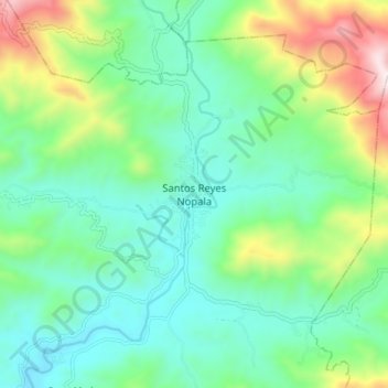 Mapa topográfico Santos Reyes Nopala, altitud, relieve