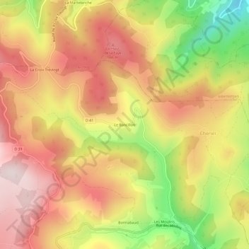 Mapa topográfico Le Bancillon, altitud, relieve