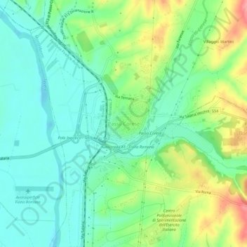 Mapa topográfico Passo Corese, altitud, relieve