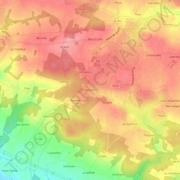 Mapa topográfico Keravello, altitud, relieve