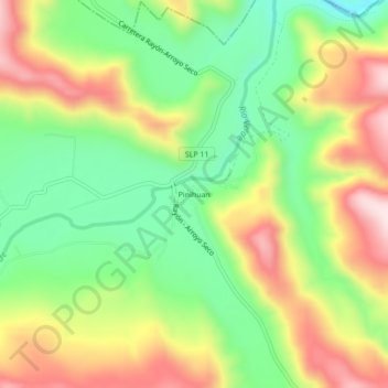 Mapa topográfico Pinihuan, altitud, relieve