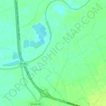 Mapa topográfico Fregenal, altitud, relieve