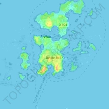 Mapa topográfico Garden ar Bail, altitud, relieve