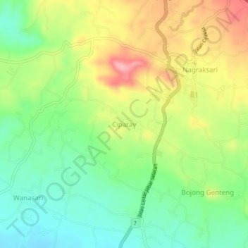 Mapa topográfico Ciparay, altitud, relieve