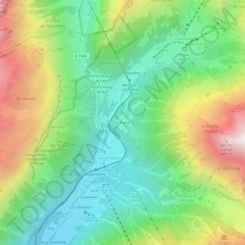 Mapa topográfico Le Planet, altitud, relieve