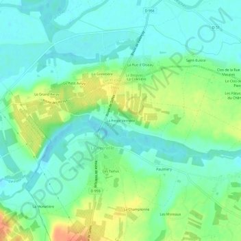 Mapa topográfico La Petite Vernelle, altitud, relieve
