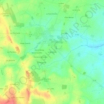 Mapa topográfico La Bauftière, altitud, relieve