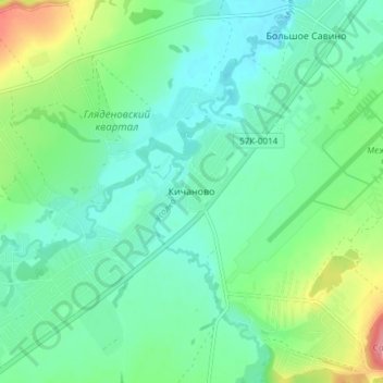 Mapa topográfico Kitsjanovo, altitud, relieve