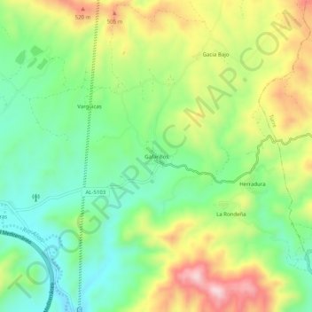 Mapa topográfico Gafarillos, altitud, relieve