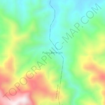 Mapa topográfico Pulau Beringin, altitud, relieve