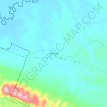 Mapa topográfico Reforma, altitud, relieve