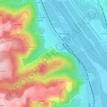 Mapa topográfico La Motte, altitud, relieve