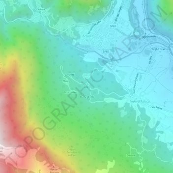 Mapa topográfico Lago, altitud, relieve