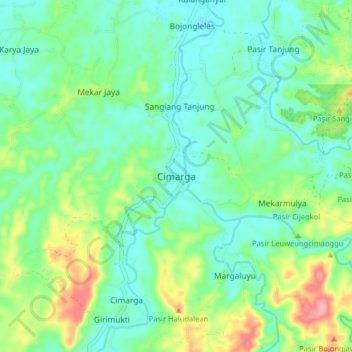 Mapa topográfico Cimarga, altitud, relieve