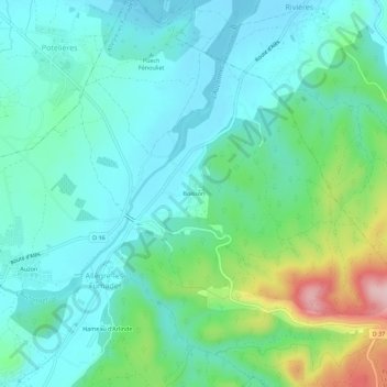 Mapa topográfico Boisson, altitud, relieve