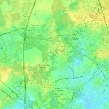 Mapa topográfico Le Champ Rouge, altitud, relieve